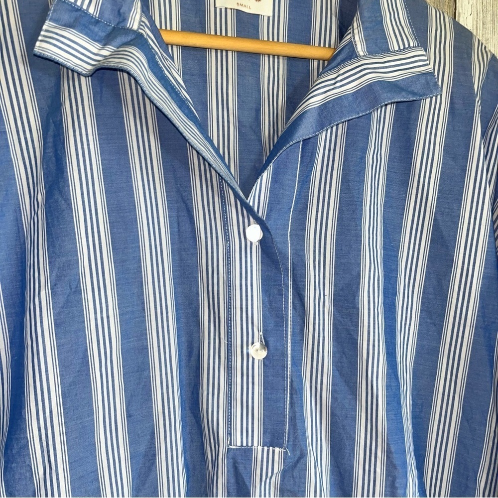 Fate Poplin Blue Stiped Oversized Blouse - Picture 3 of 7
